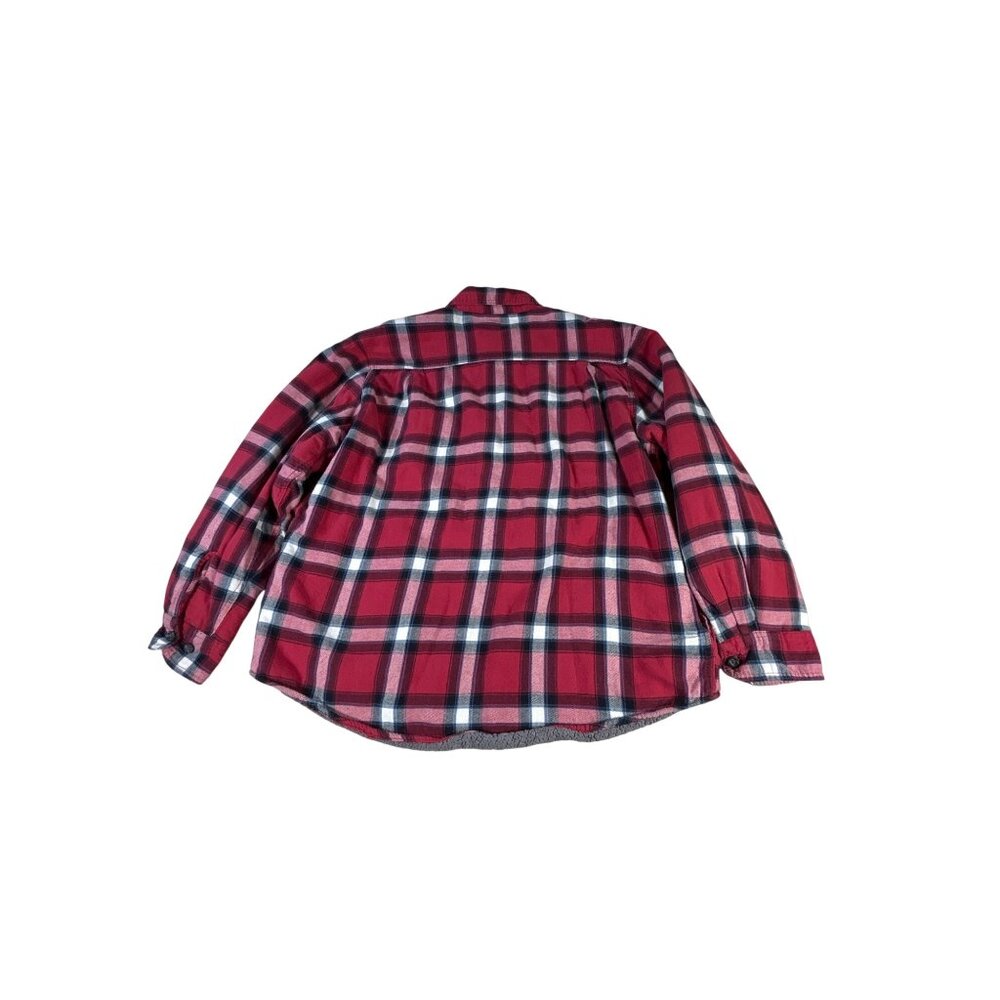 Wrangler Red Plaid Shacket Shirt Men's L Sherpa Lined Flannel Winter Workwear - Picture 6 of 6